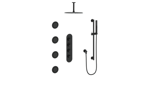 VOGT SET.DA.350.936 Drava 3-Way TH Shower Kit with Body Jets and 6" Ceiling Arm