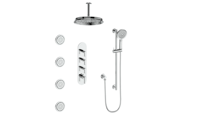 VOGT SET.Z1.350.936 Zehn 3/4" High-Flow TH Shower Kit with Body Jets and 6" Ceiling Arm