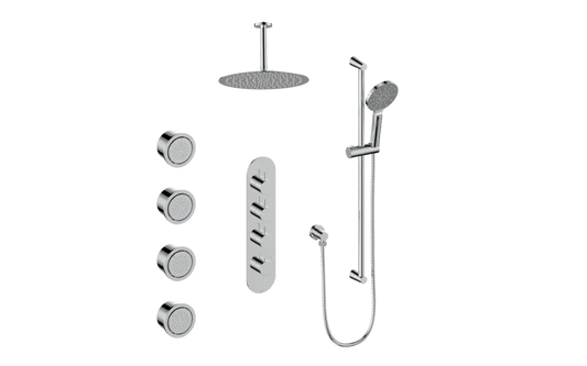 Vogt Worgl 3/4" High-Flow TH Shower Kit with Body Jets and 6" Ceiling Arm CC