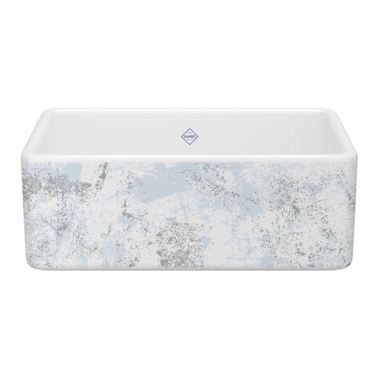 SHAWS MS3018 30 Inch Shaker White Single Bowl Farmhouse Apron Front Fireclay Kitchen Sink With Patina Design