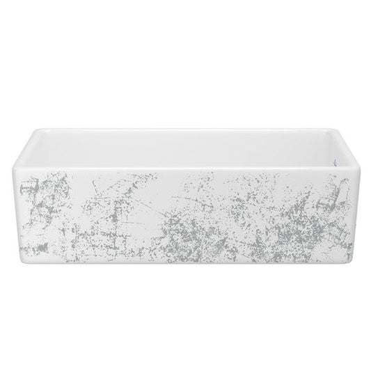 SHAWS MS3618 36 Inch Shaker White Single Bowl Apron Front Fireclay Kitchen Sink With Metallic Design