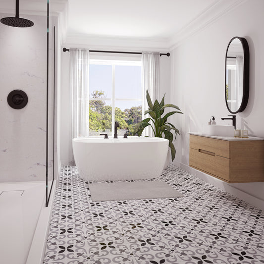 Alaro 5528 Acrylic Freestanding Center Drain Bathtub in White