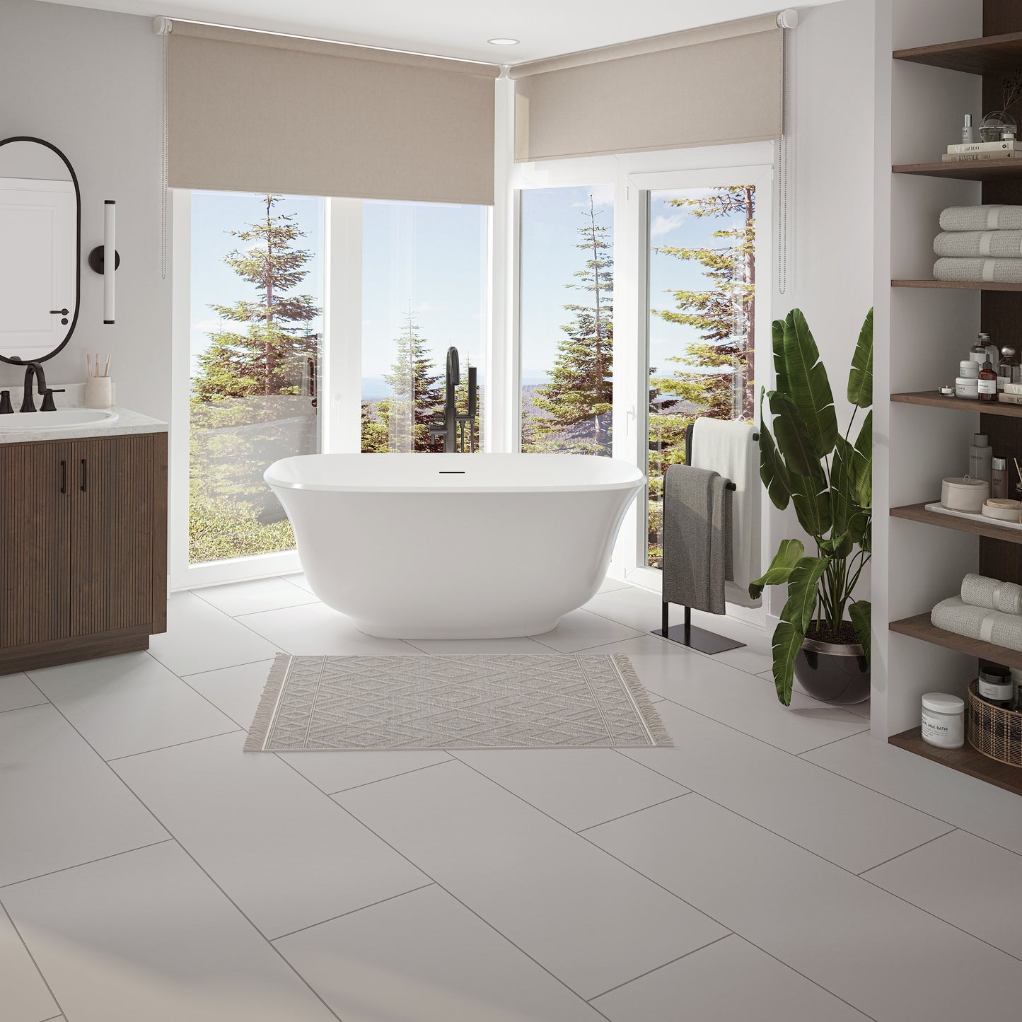 Arta 5931 Acrylic Freestanding Center Drain Bathtub in White