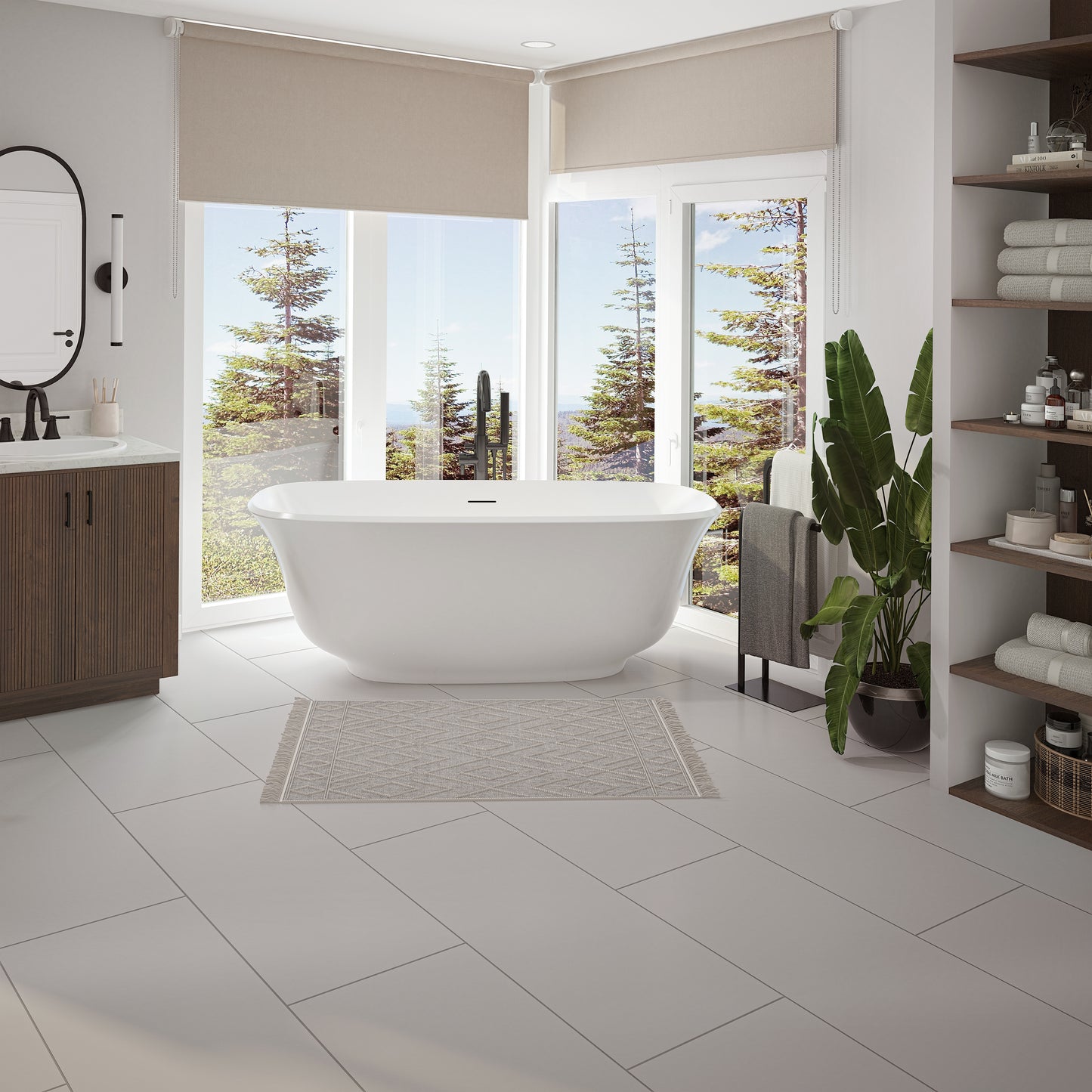 Arta 6731 Acrylic Freestanding Center Drain Bathtub in White