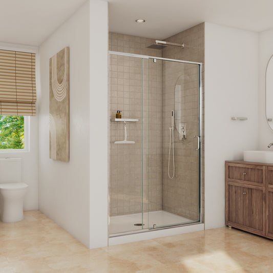 Belaya 44-48 x 72 in. 6mm Pivot Shower Door for Alcove Installation with Clear Glass in Chrome