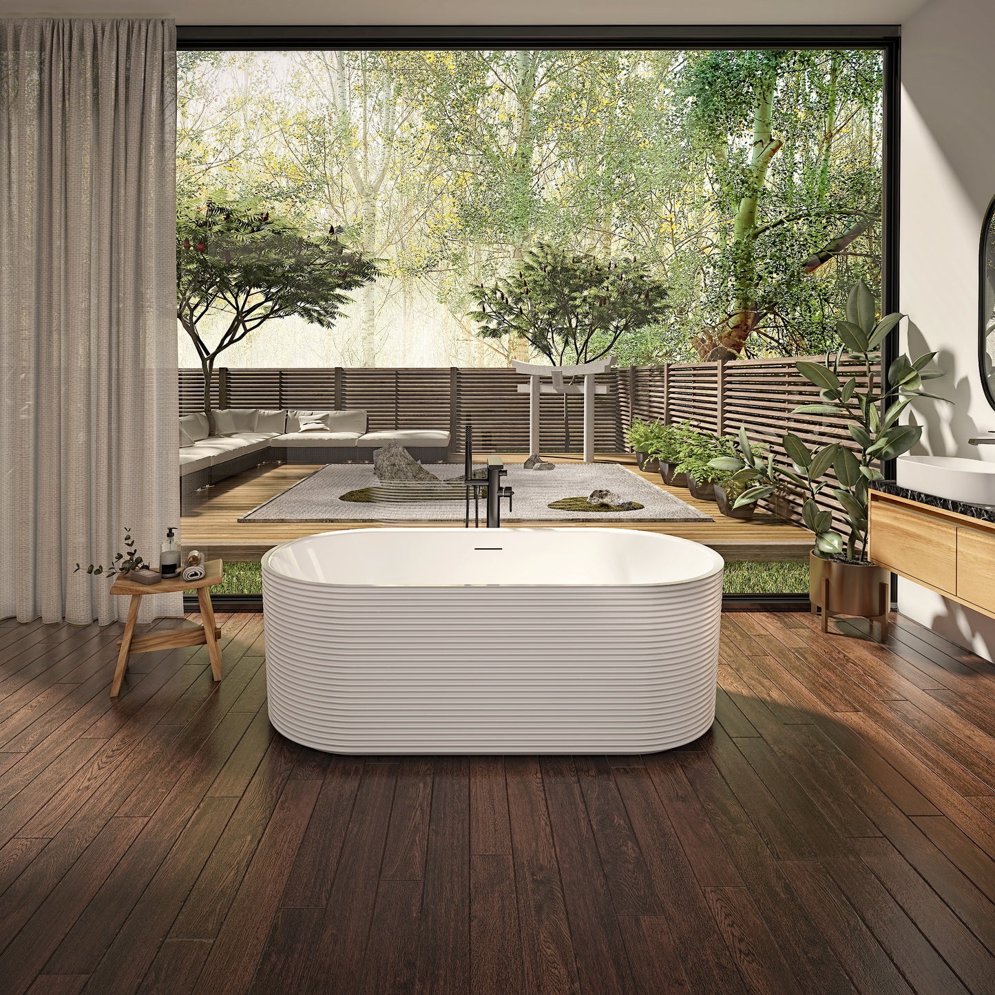 Kavala 6732 AFR Acrylic Freestanding Center Drain Bathtub in White