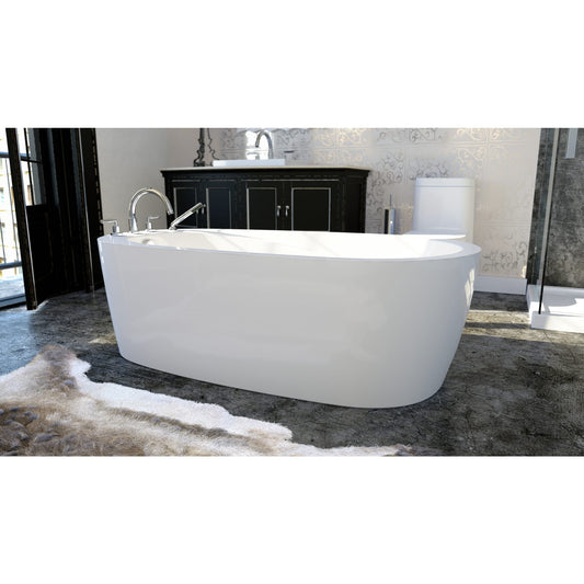 Vapora F1 6036 Acrylic Freestanding End Drain Mass-Air Bathtub in White