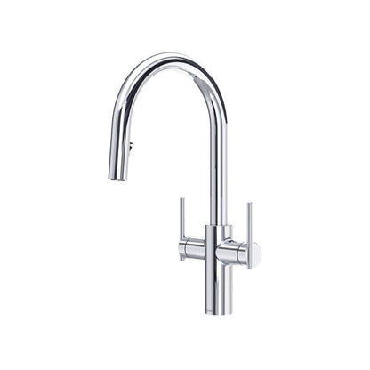 RIOBEL LT801 Lateral Two Handle Pull-Down Kitchen Faucet With C-Spout