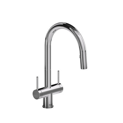 RIOBEL AZ801 Azure Two Handle Pull-Down Kitchen Faucet With C-Spout