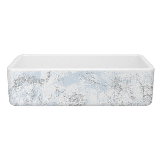 SHAWS RC3618 36 Inch Lancaster White Single Bowl Farmhouse Apron Front Fireclay Kitchen Sink With Patina Design