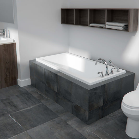 Pia 3060 AFR Acrylic Drop-in End Drain Whirlpool Bathtub in White