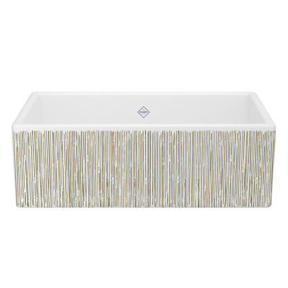 SHAWS MS3318 33 Inch Shaker White Single Bowl Apron Front Fireclay Kitchen Sink With Lines Design