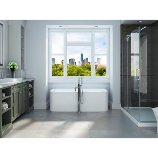 Belgrade 3260 AFR Acrylic Wall-Mount Freestanding Center Drain Activ-Air Bathtub in White