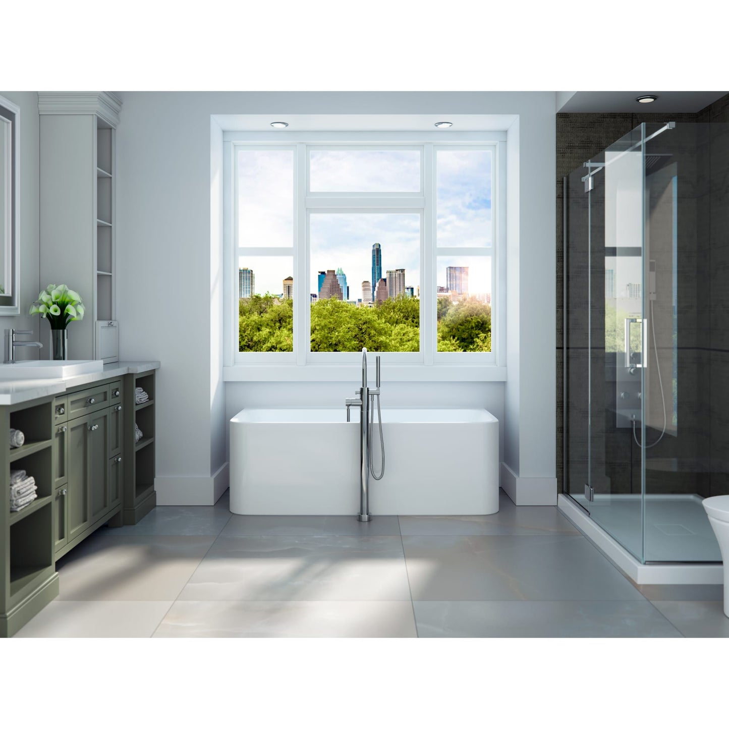 Belgrade 3266 AFR Acrylic Wall-Mount Freestanding Center Drain Bathtub in White