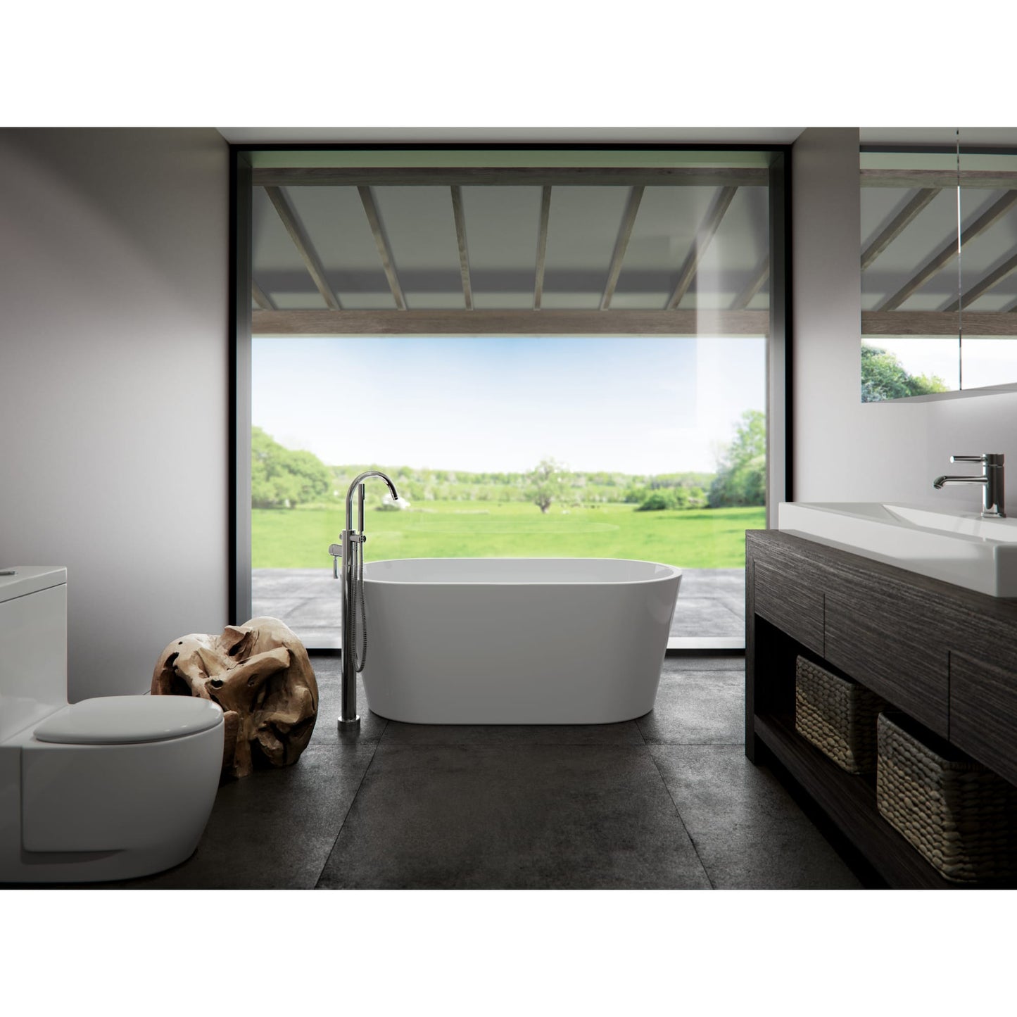 Monaco F1 3060 AFR Acrylic Freestanding Center Drain Bathtub in White