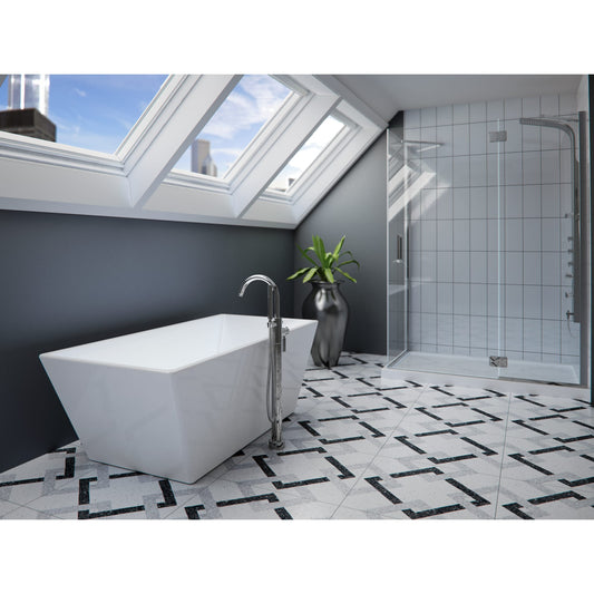 Prague F1 3260 AFR Acrylic Freestanding Center Drain Mass-Air Bathtub in White