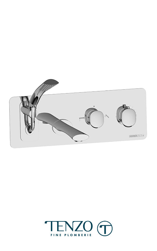 TENZO FLT73 Wall Mount Tub Faucet With Retractable Hose Fluvia