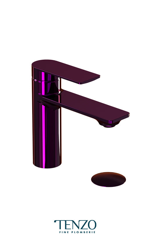 TENZO GL11-P-PB Glam Single Hole Lavatory Faucet Polished Blue With (Overflow) Drain