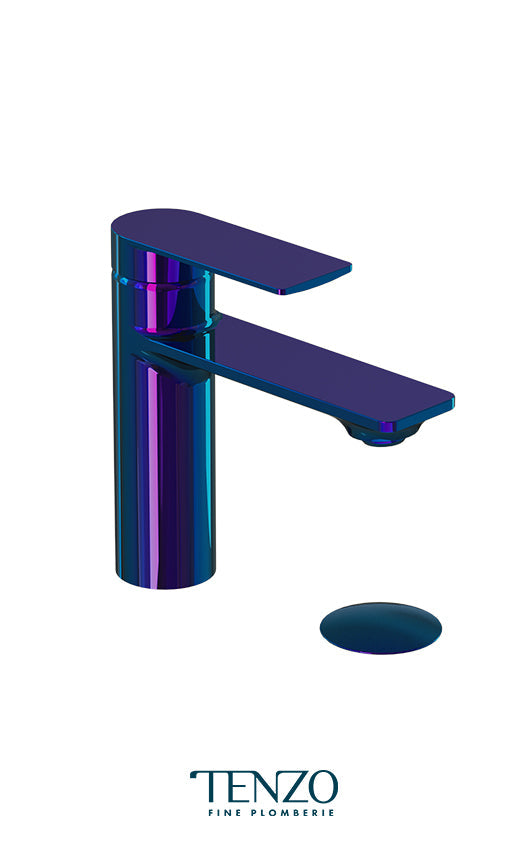 TENZO GL11-P-PB Glam Single Hole Lavatory Faucet Polished Blue With (Overflow) Drain