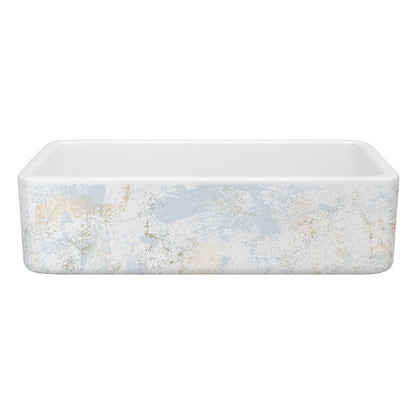 SHAWS RC3618 36 Inch Lancaster White Single Bowl Farmhouse Apron Front Fireclay Kitchen Sink With Patina Design