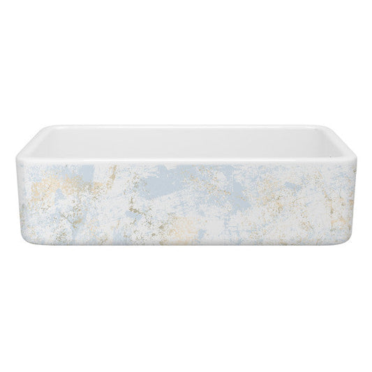 SHAWS RC3618 36 Inch Lancaster White Single Bowl Farmhouse Apron Front Fireclay Kitchen Sink With Patina Design