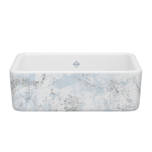 SHAWS RC3018 30 Inch Lancaster White Single Bowl Farmhouse Apron Front Fireclay Kitchen Sink With Patina Design