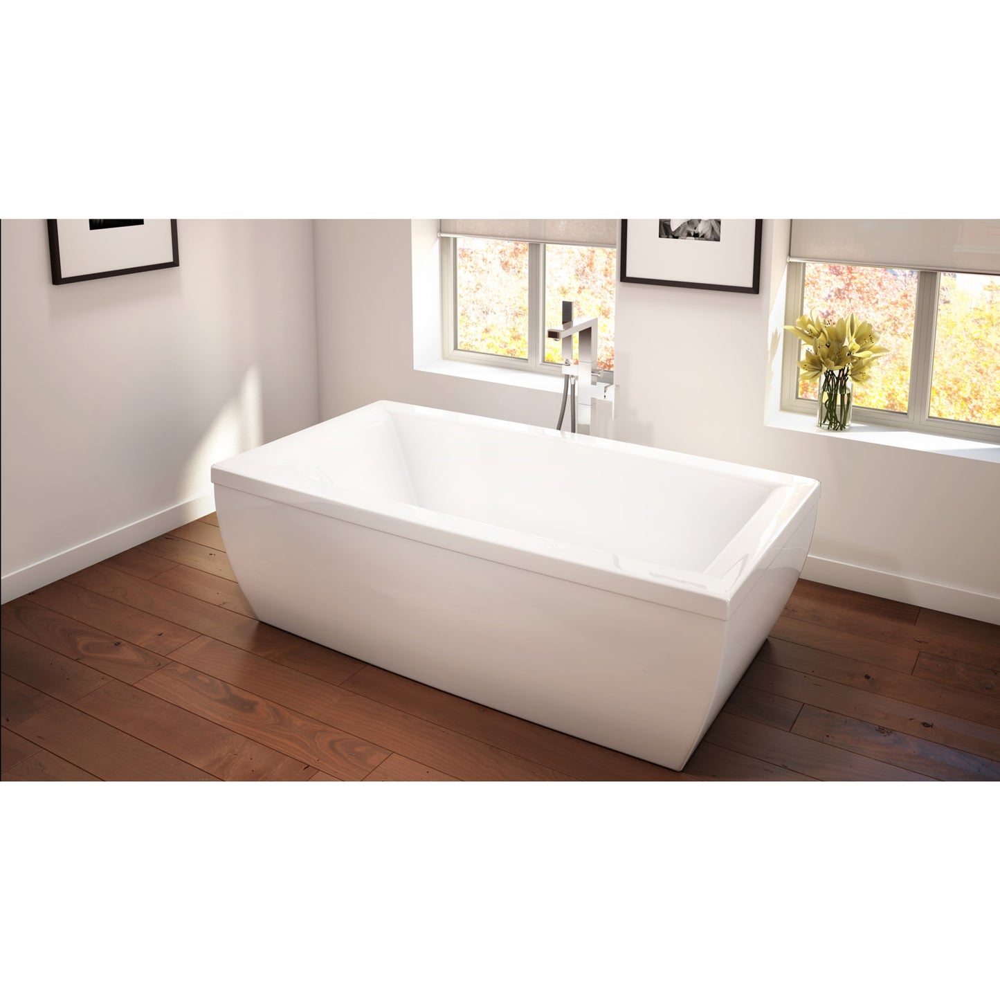 Saphyr 7238 Acrylic Freestanding Center Drain Whirlpool Bathtub in White