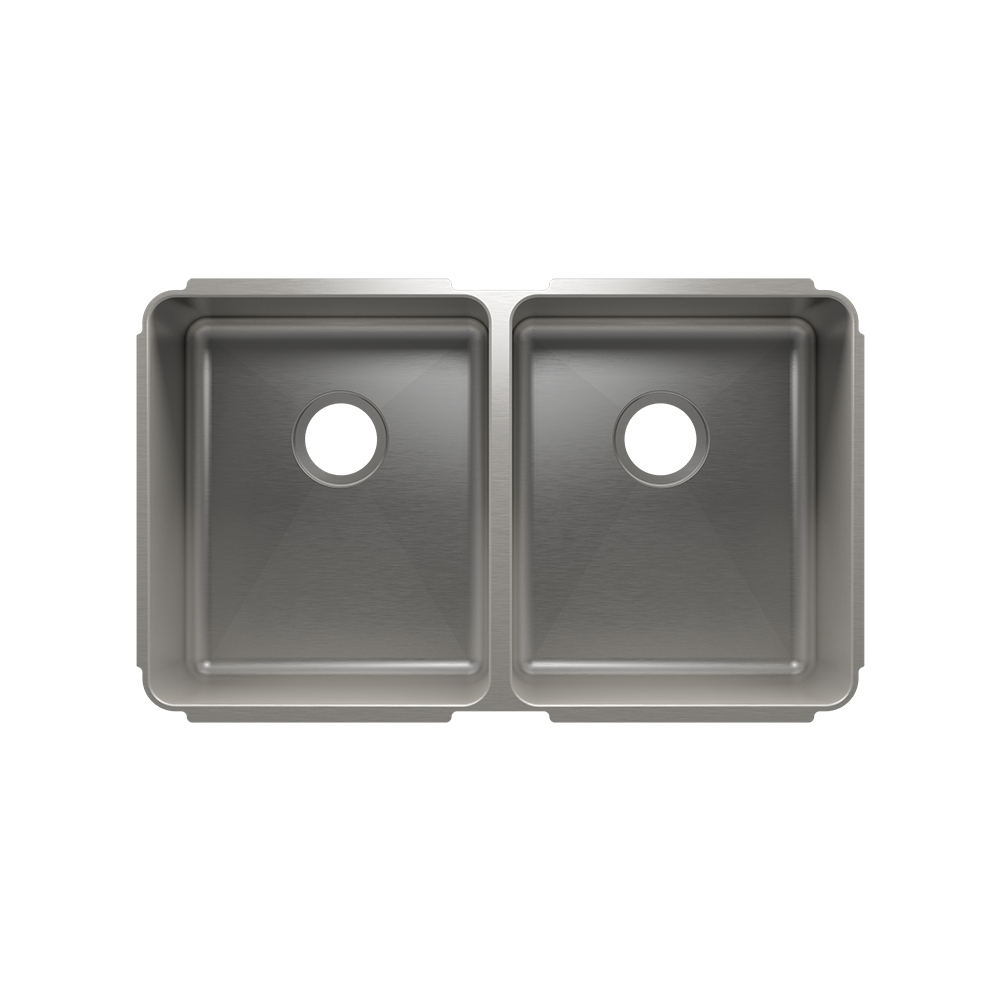 HOME REFINEMENTS 003232 Undermount Classic Double Bowl Kitchen Sink, L15"X18"X10" R15"X18"X10"