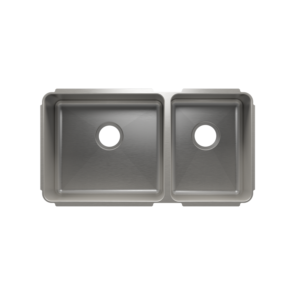 HOME REFINEMENTS 003254 Undermount Classic Double Bowl Kitchen Sink, L18"X16"X10" R12"X16"X8"