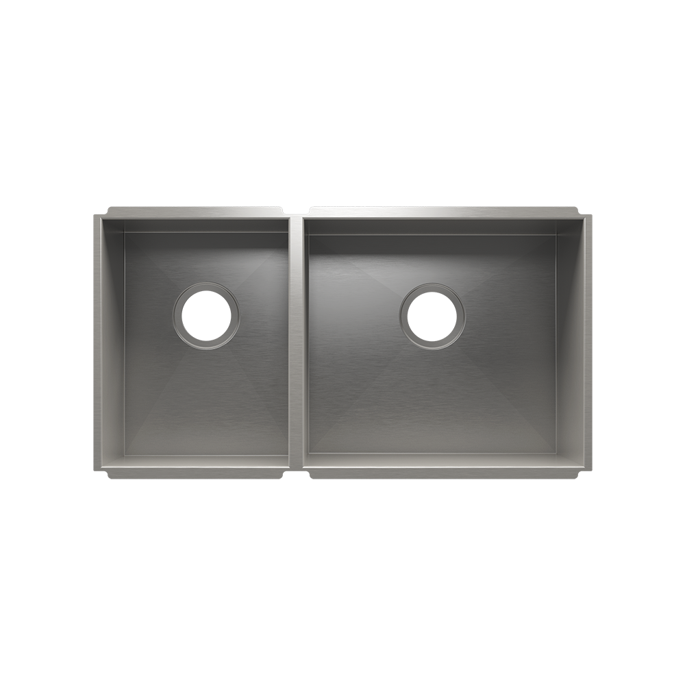 HOME REFINEMENTS 003649 Undermount Urbanedge Double Bowl Kitchen Sink, L12"X16"X8" R18"X16"X10"