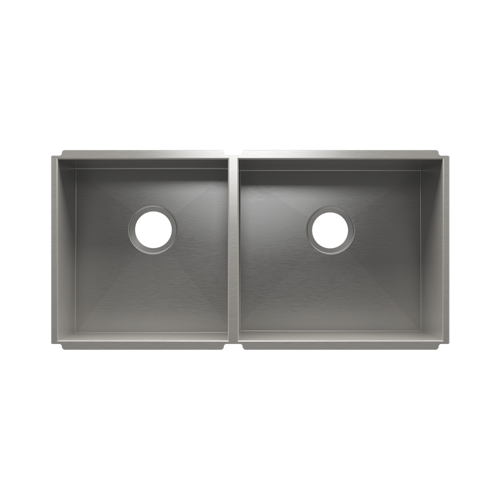HOME REFINEMENTS 003654 Undermount Urbanedge Double Bowl Kitchen Sink, L15"X16"X8" R18"X16"X10"