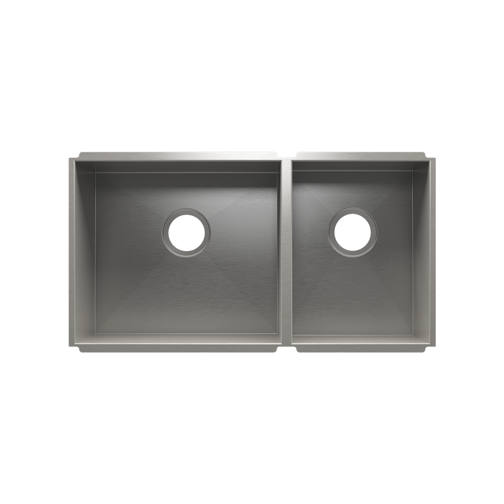 HOME REFINEMENTS 003658 Undermount Urbanedge Double Bowl Kitchen Sink, L18"X16"X10" R12"X16"X8"