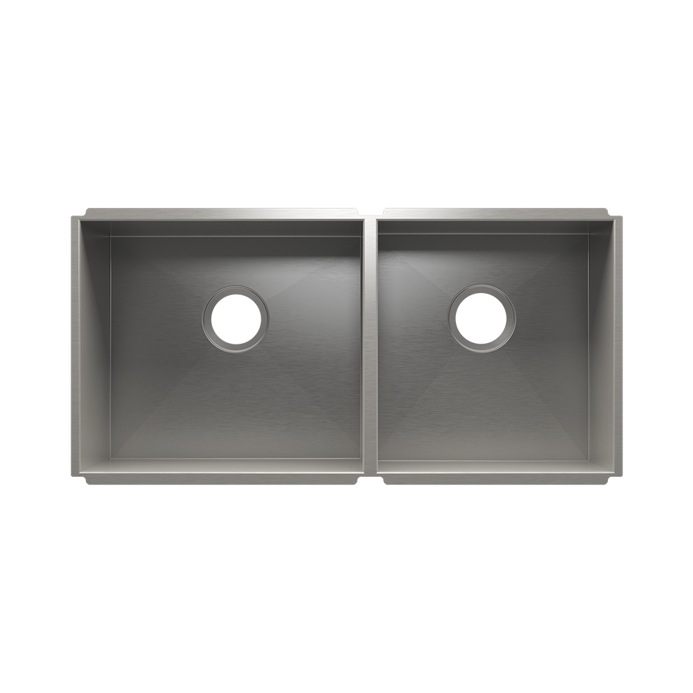 HOME REFINEMENTS 003679 Undermount Urbanedge Double Bowl Kitchen Sink, L18"X16"X8" R15"X16"X8"