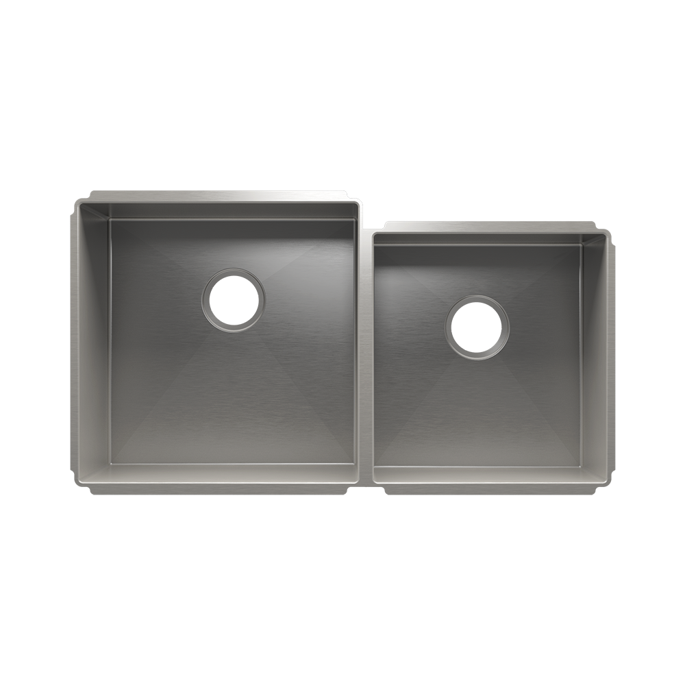 HOME REFINEMENTS 003954 Undermount J7 Double Bowl Kitchen Sink, L18"X18"X10" R15"X16"X8"