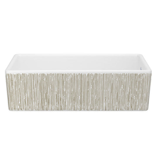 SHAWS MS3618 36 Inch Shaker White Single Bowl Apron Front Fireclay Kitchen Sink With Lines Design