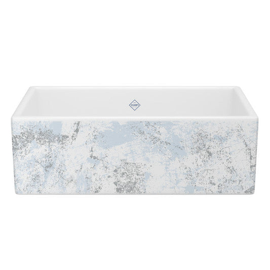 SHAWS MS3318 33 Inch Shaker White Single Bowl Apron Front Fireclay Kitchen Sink With Patina Design