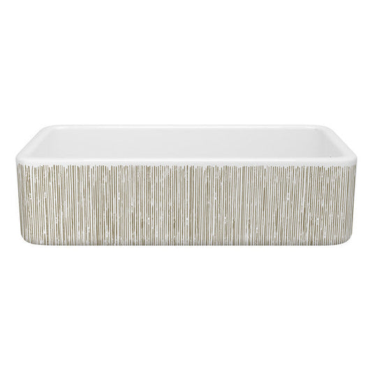 SHAWS RC3618 36 Inch Lancaster White Single Bowl Farmhouse Apron Front Fireclay Kitchen Sink With Lines Design
