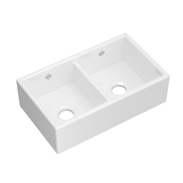 SHAWS MS3118 Shaker Apron Front Double Bowl Fireclay Kitchen Sink