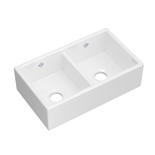 SHAWS MS3118 Shaker Apron Front Double Bowl Fireclay Kitchen Sink