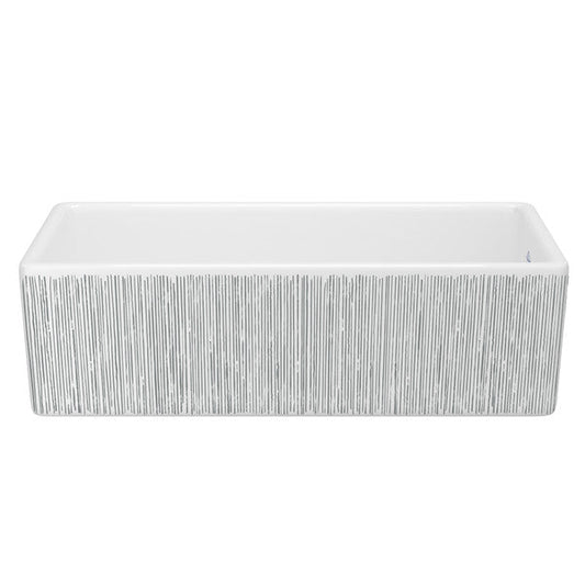 SHAWS MS3618 36 Inch Shaker White Single Bowl Apron Front Fireclay Kitchen Sink With Lines Design
